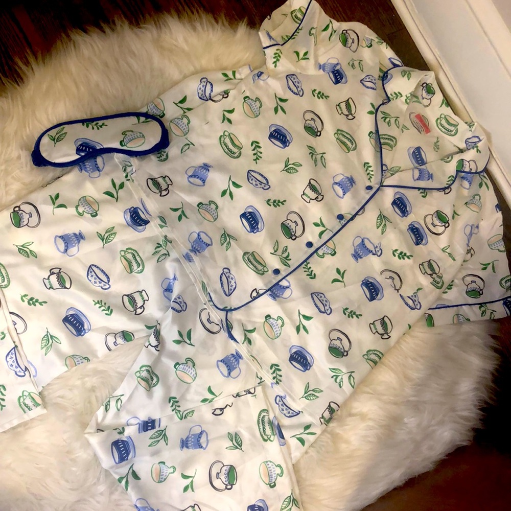 KSNY PJ CROPPED SATIN SET